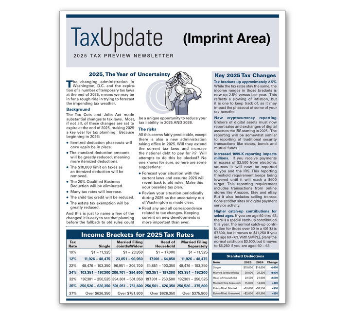 Image for item #03-301: Preview: Tax Update Newsletter 2025 - Imprinted