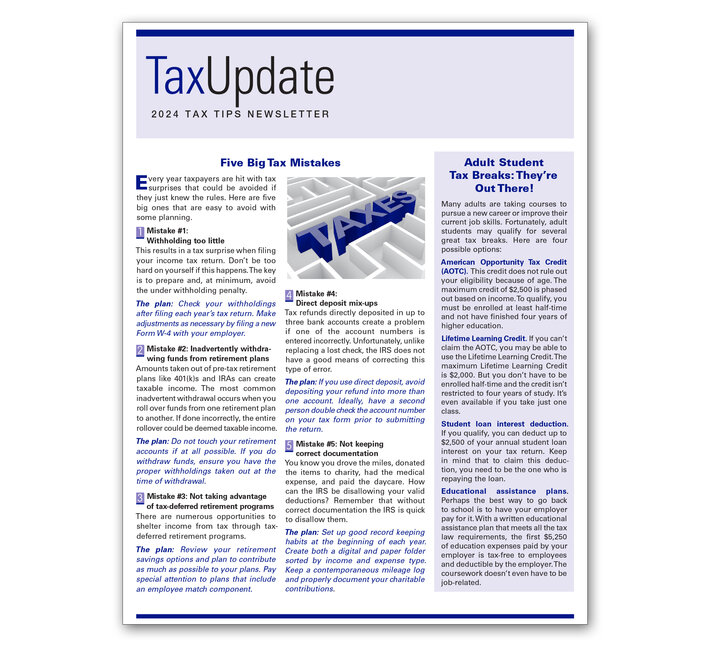 Image for item #03-800: TAX TIPS Newsletter 2024