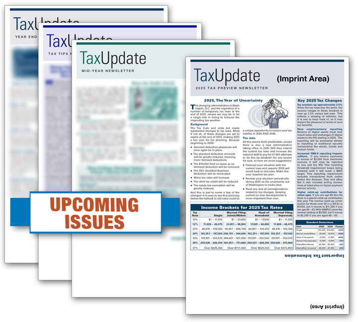 Image for item #33-101: SELF-Mailer Tax Update Newsletter-SUBS imprinted