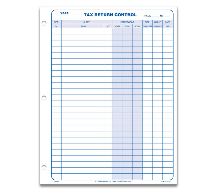 Image for item #34-000: Tax Return Control (25 pak)