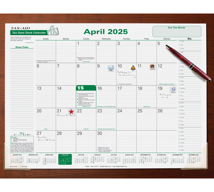 Image for item #44-471: Desk pad TAXdate Calendar 2025