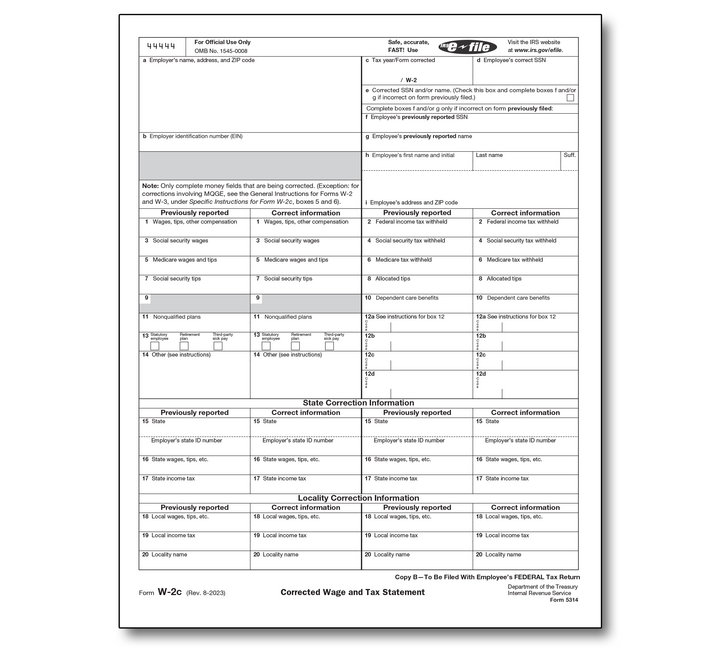 Image for item #82-5314: W-2C SSA Copy B