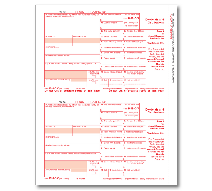 Image for item #89-5130: 1099 Laser Dividend Federal Copy A