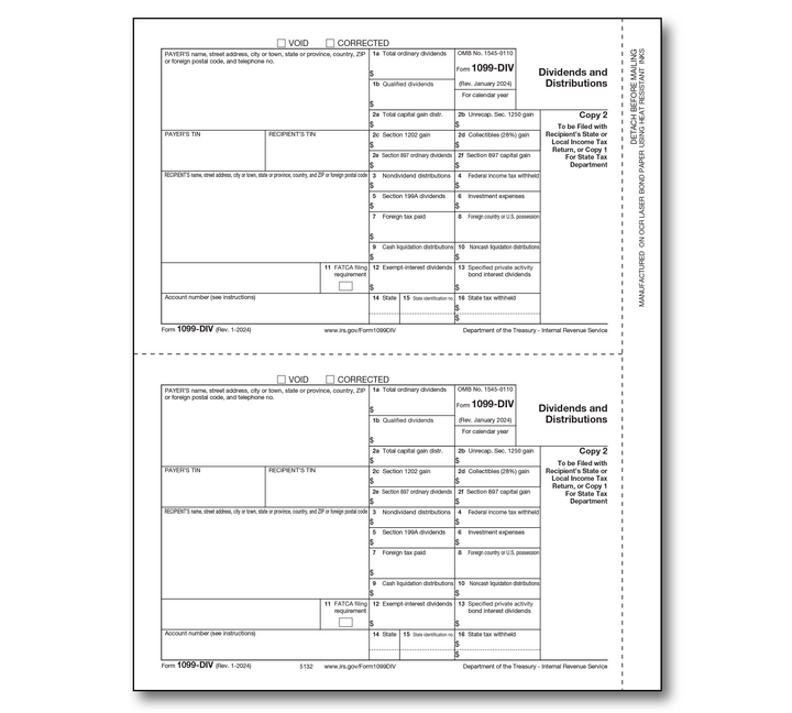 Image for item #89-5132: 1099 Laser Dividend Payer/State Copy C