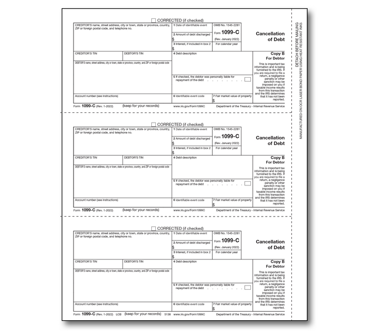 Image for item #89-5138: 1099-C Laser Recipient Copy B