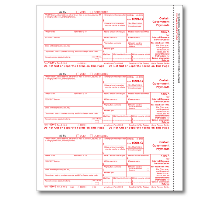 Image for item #89-5156: 1099-G Laser Fed. Copy A