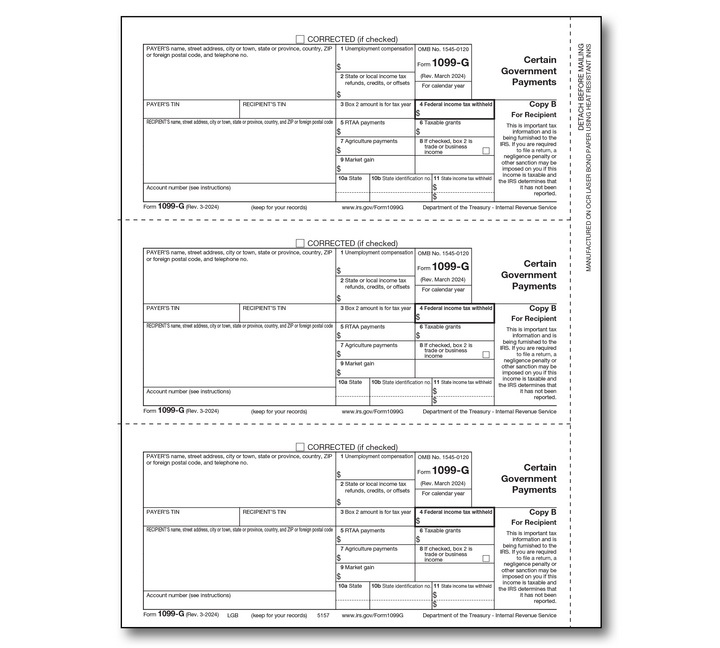 Image for item #89-5157: 1099-G Laser Copy B