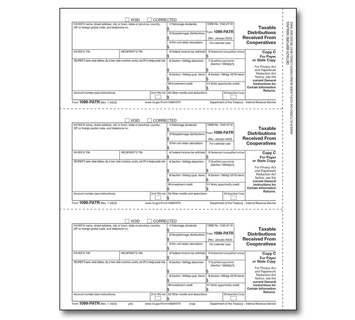 Image for item #89-5168: 1099-PATR Laser Payer / State Copy C