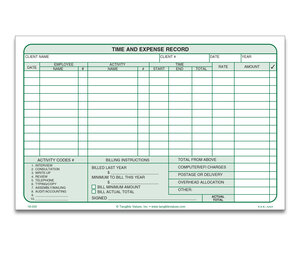 Image for item #18-000: Time & Expense Record Pad