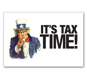 Image for item #70-580: Uncle Sam Its Tax Time Postcard