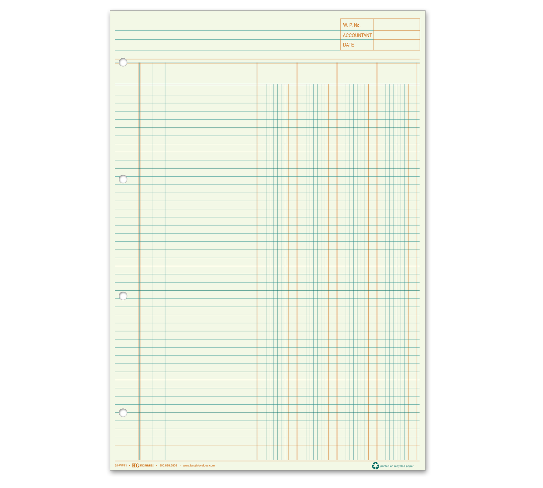 Oversized 4-Column Workpaper Pad – Green - Item: #24-WP71x