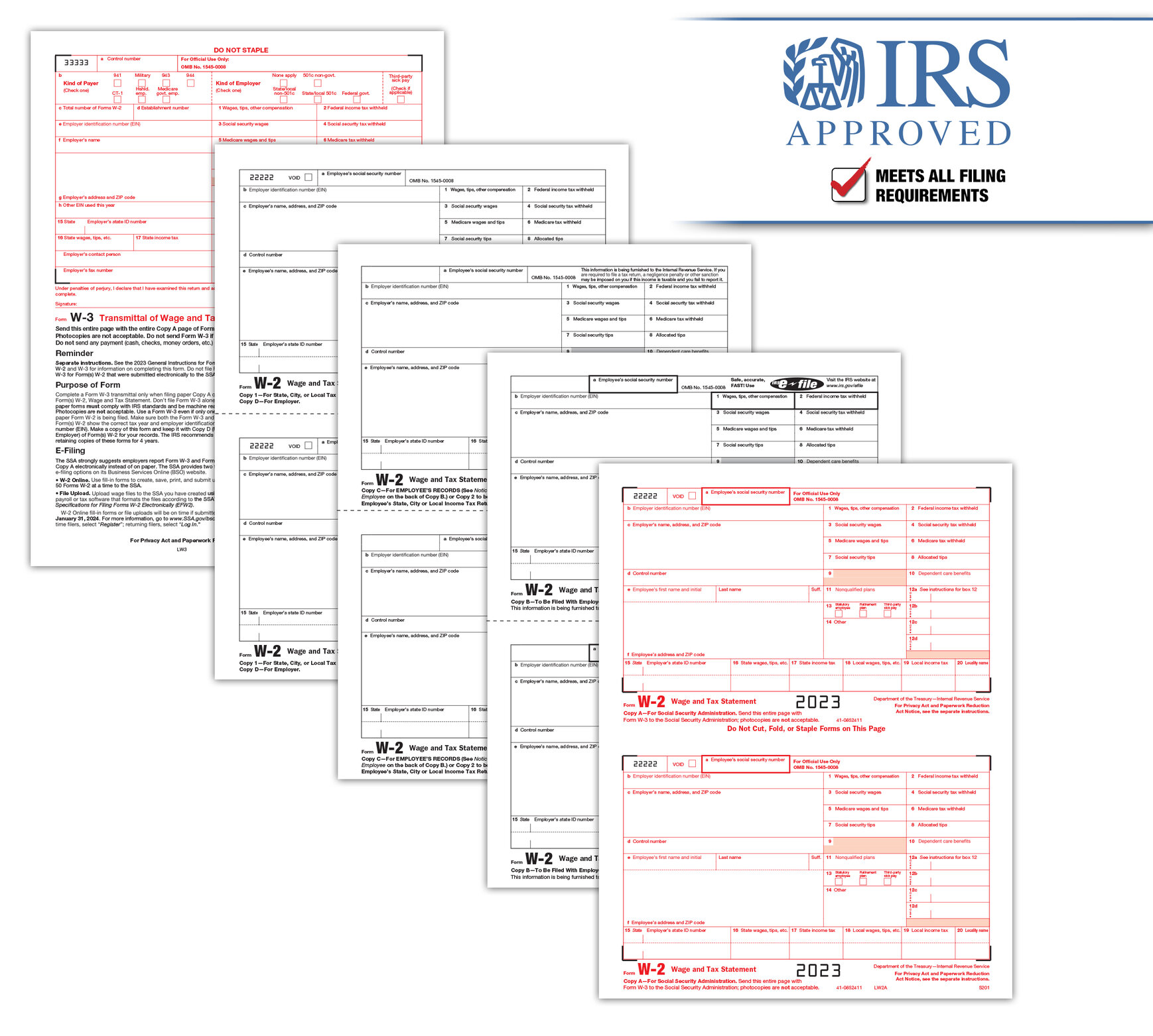 W-2 Laser 4-part Pre-Printed Set - Item: #82-56504