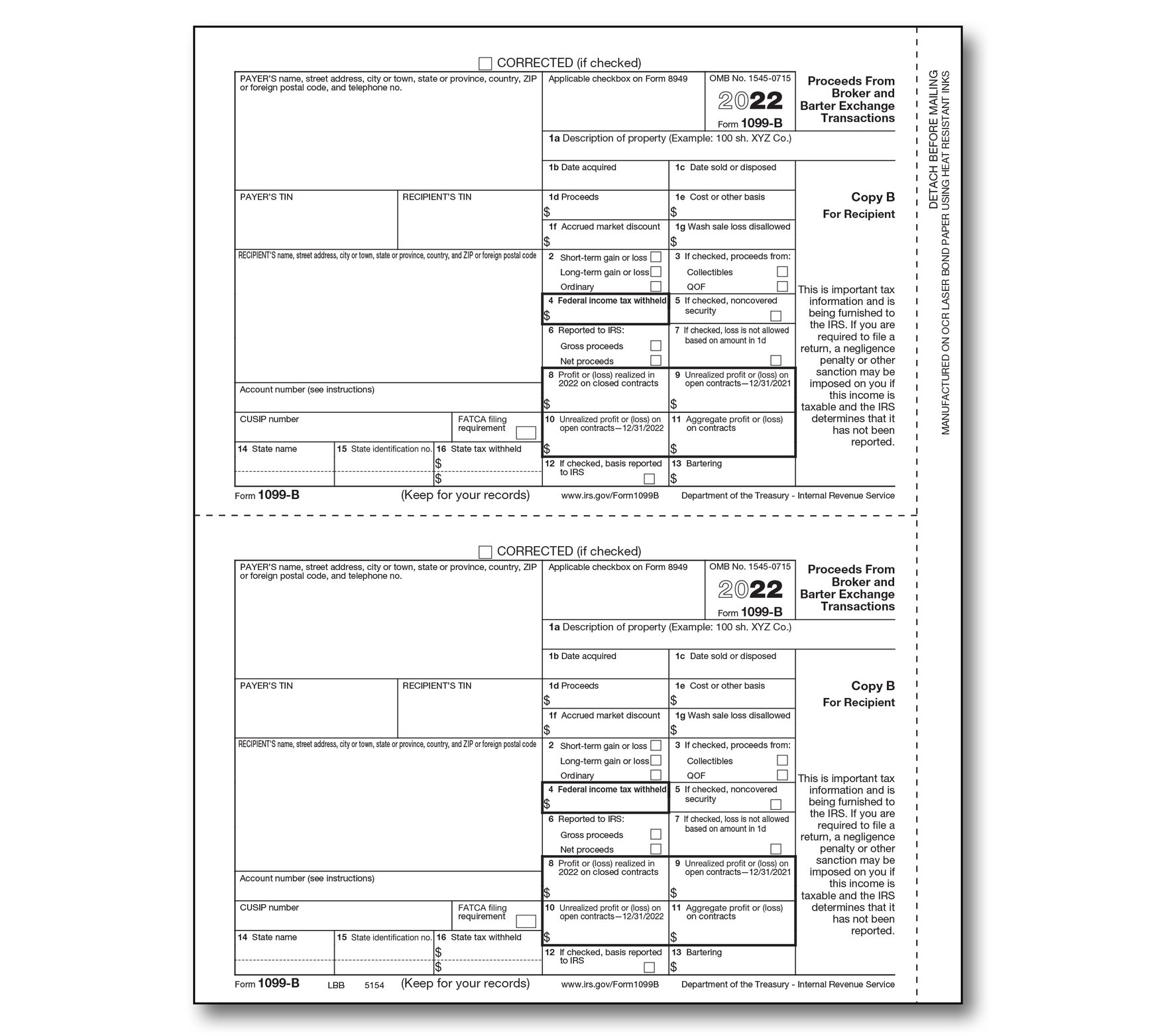 1099B Laser Fed. Copy B - Item: #89-5154