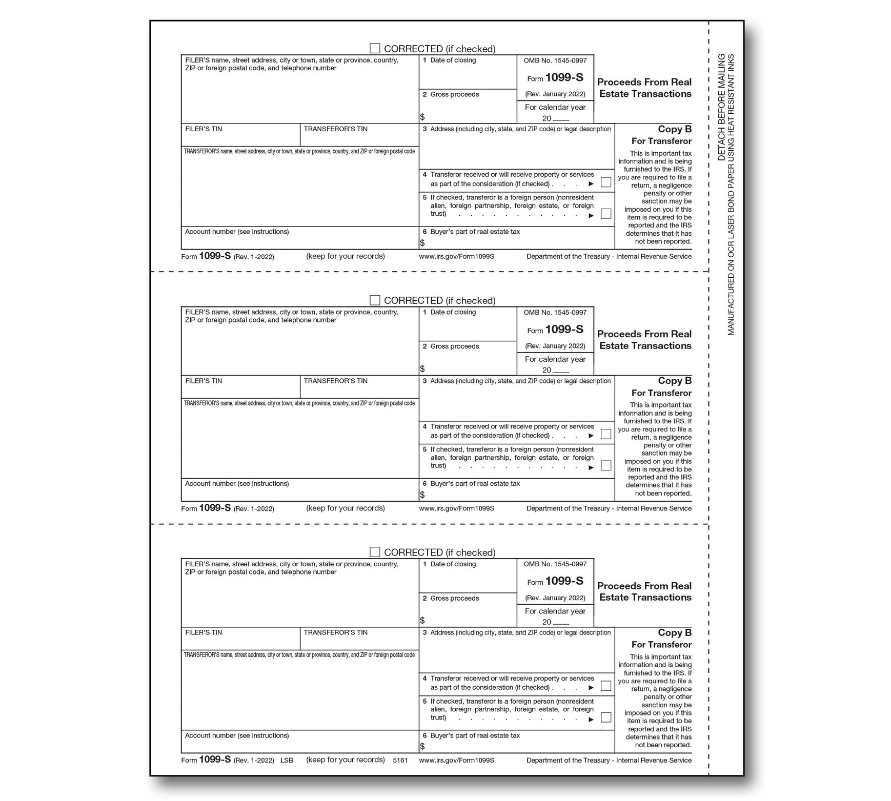 1099s Laser Transferor Copy B - Item: #89-5161